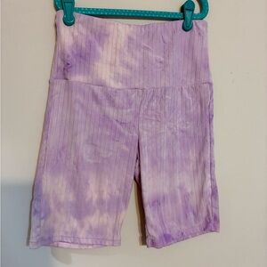 Love Streak Women's Lavender High Waisted Tie-Dye Sporty Bike Athletic Shorts Sm